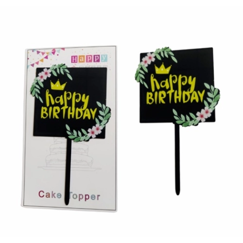 Topper ozdoby na tort napis Happy Birthday z kwiatami dekoracje urodzinowe